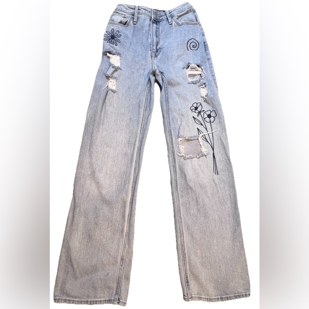 Hollister Denim Ultra High Rise Dad Jeans W-23 L 31 Womens Distress Jeans